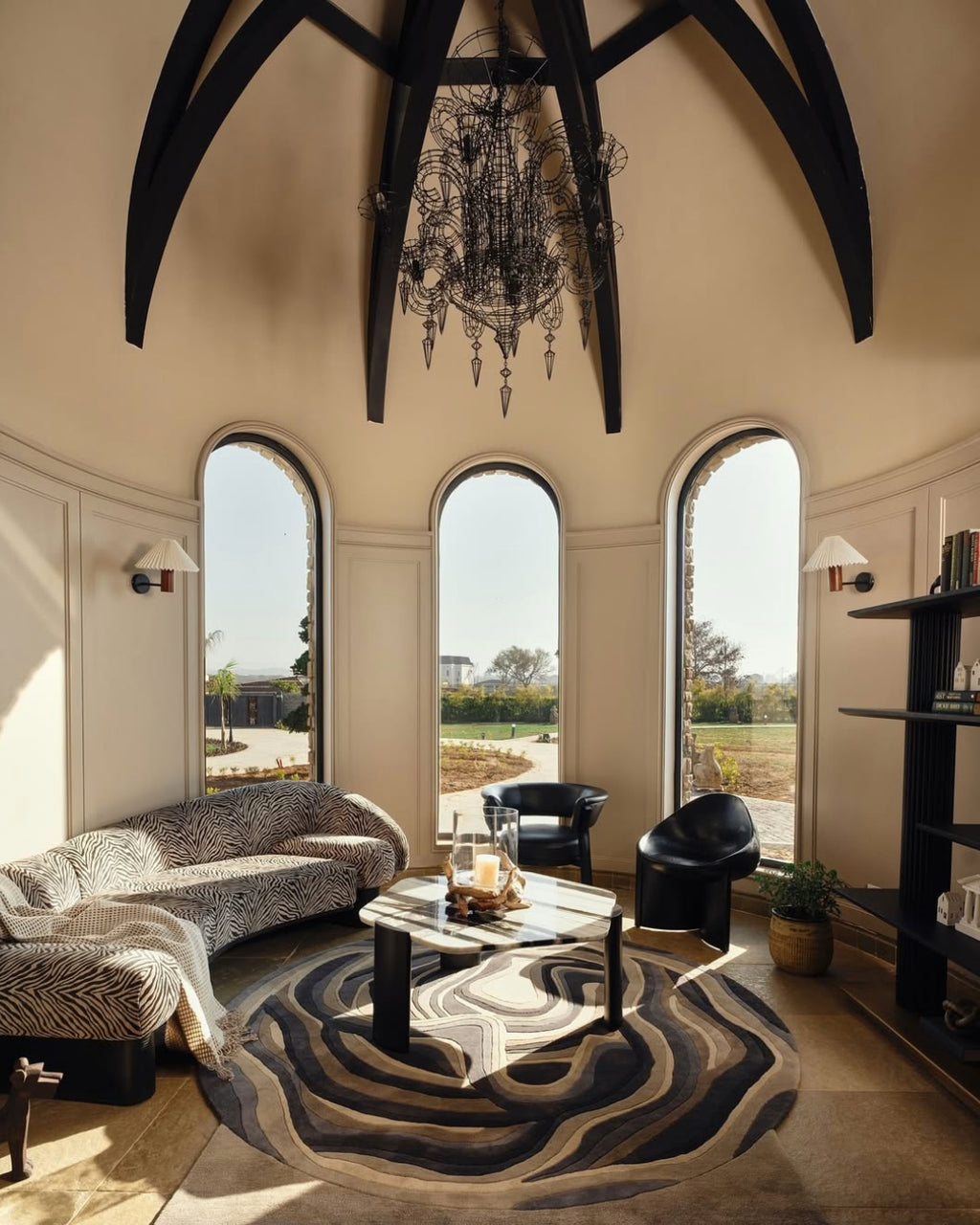 Artistic abstract swirl rug for modern interiors