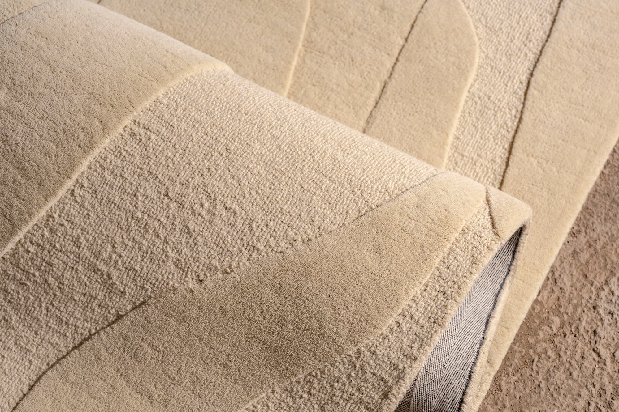 Modern beige abstract New Zealand wool area rug