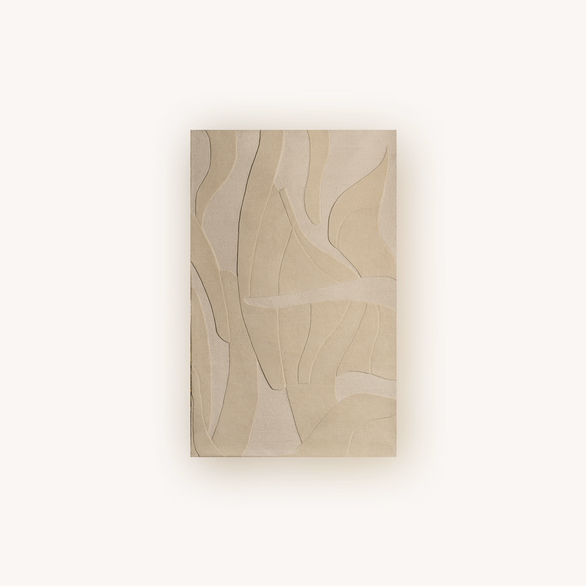 Alabaster handmade neutral wool rug with sculpted texture