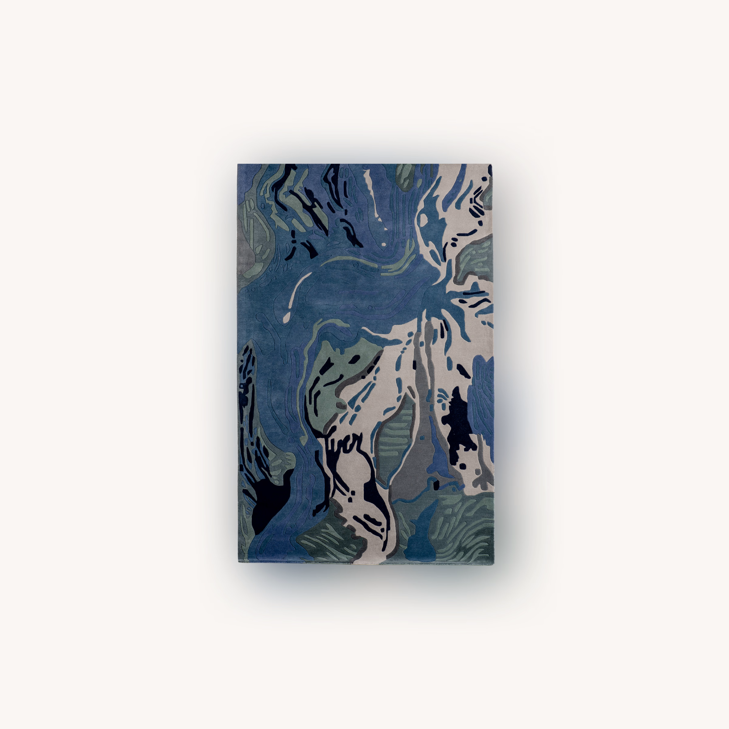 Contemporary blue designer rug made from New Zealand wool