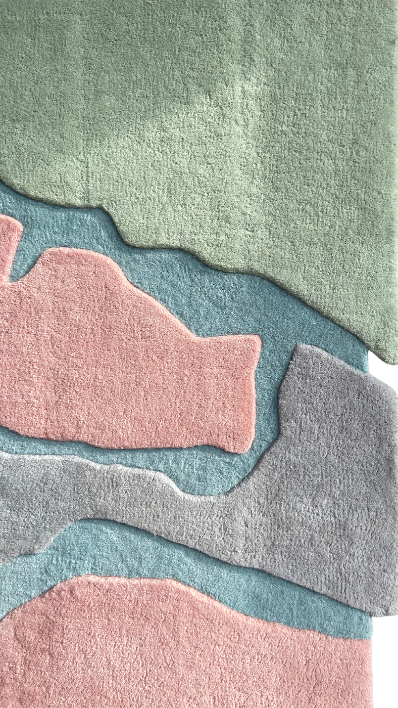 Modern pastel area rug made from New Zealand wool