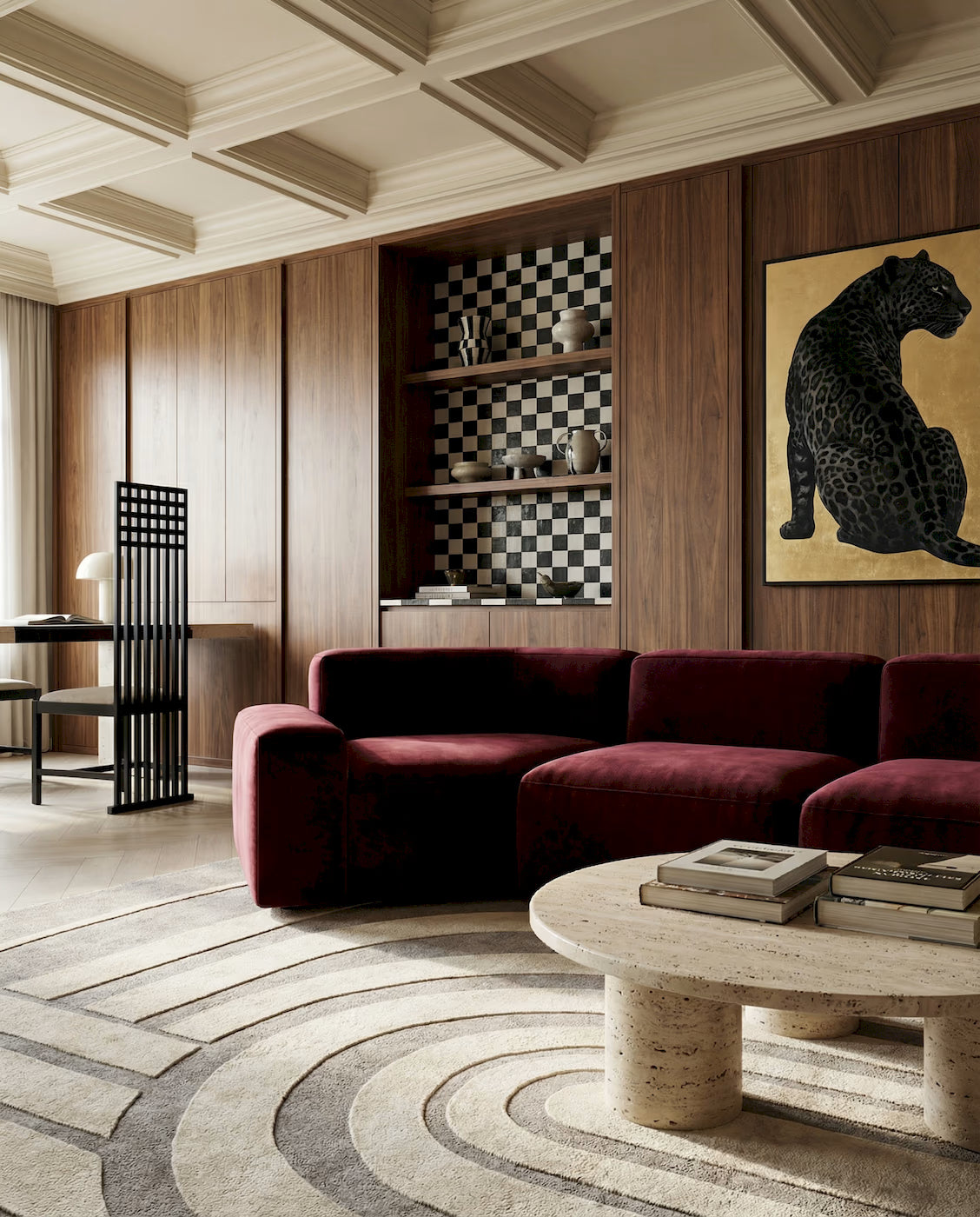 Contemporary handmade wool rug with carved texture pattern