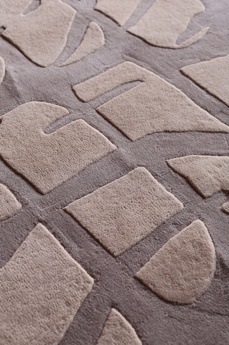 Handmade New Zealand wool rug with geometric block design