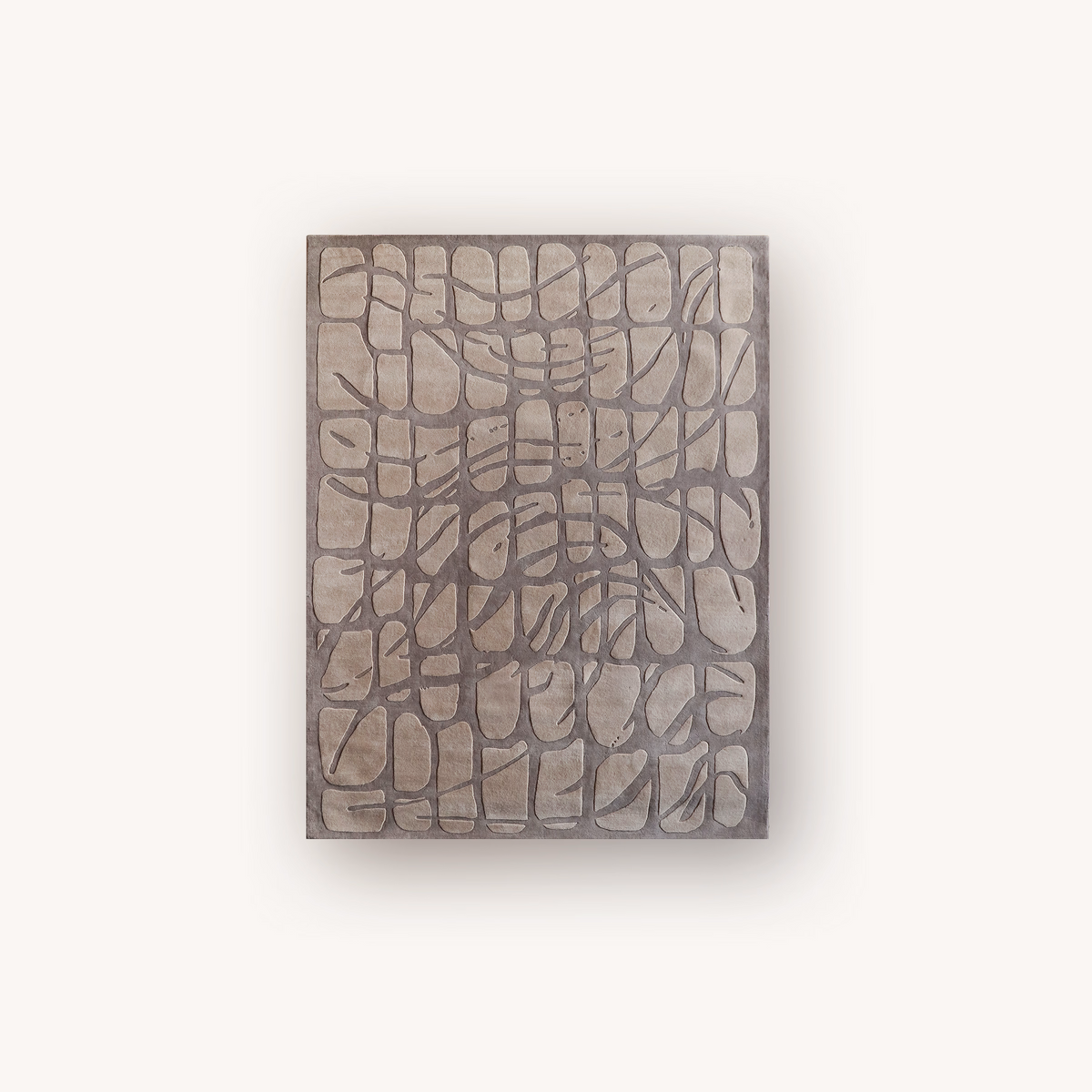 Beige wool rug with brick pattern for modern living room