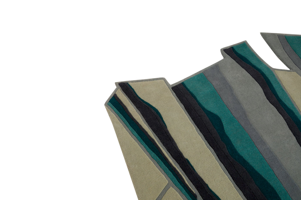 Modern abstract wool rug in green tones for home decor
