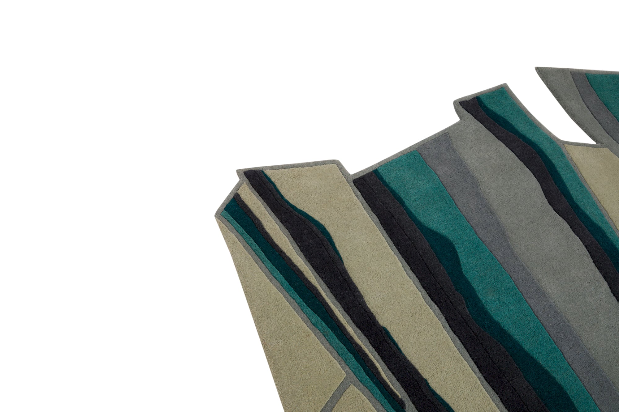 Modern abstract wool rug in green tones for home decor