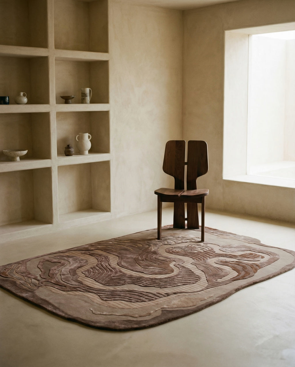 Contemporary brown designer rug for modern living room