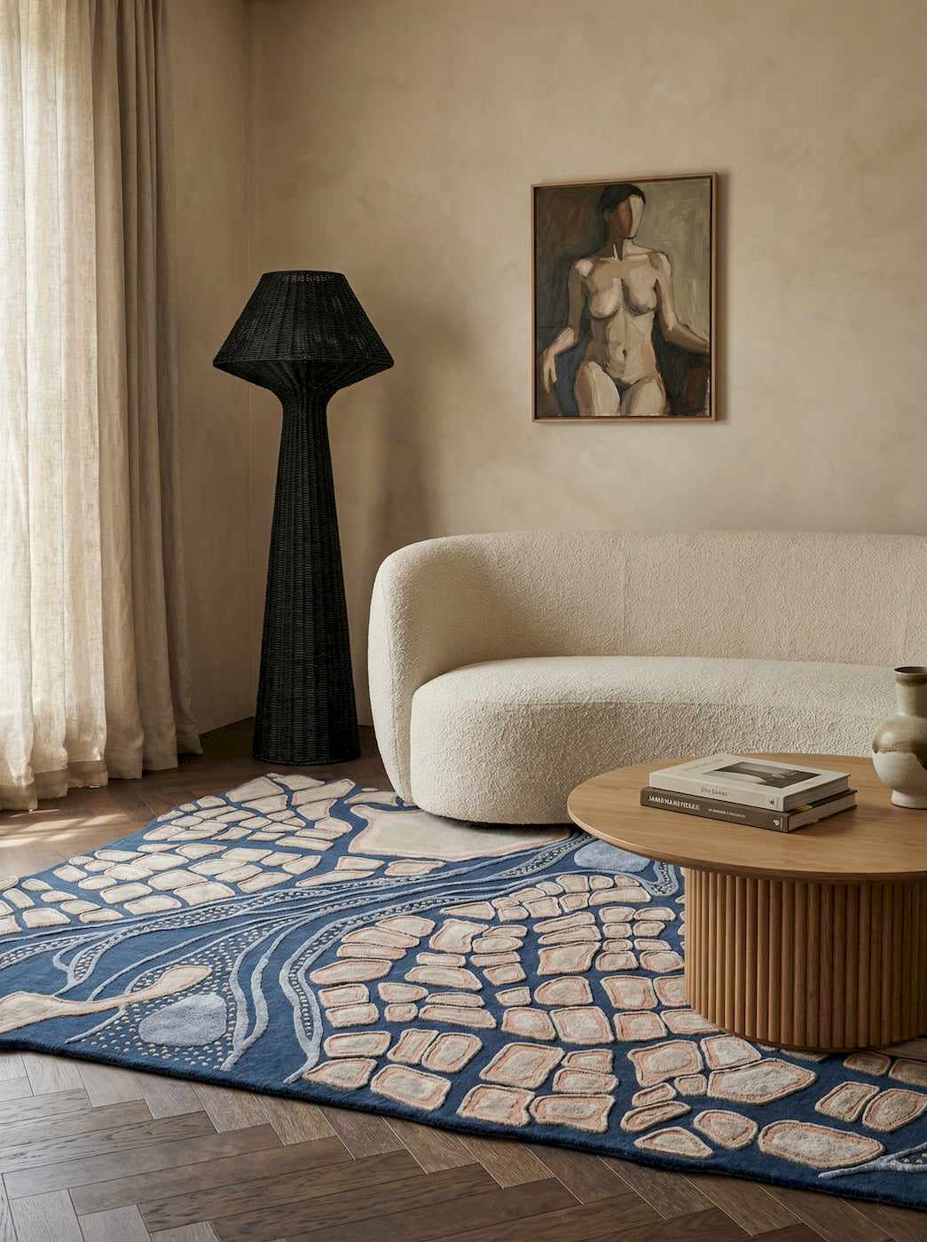 Modern wool and Tencel rug for living room decor