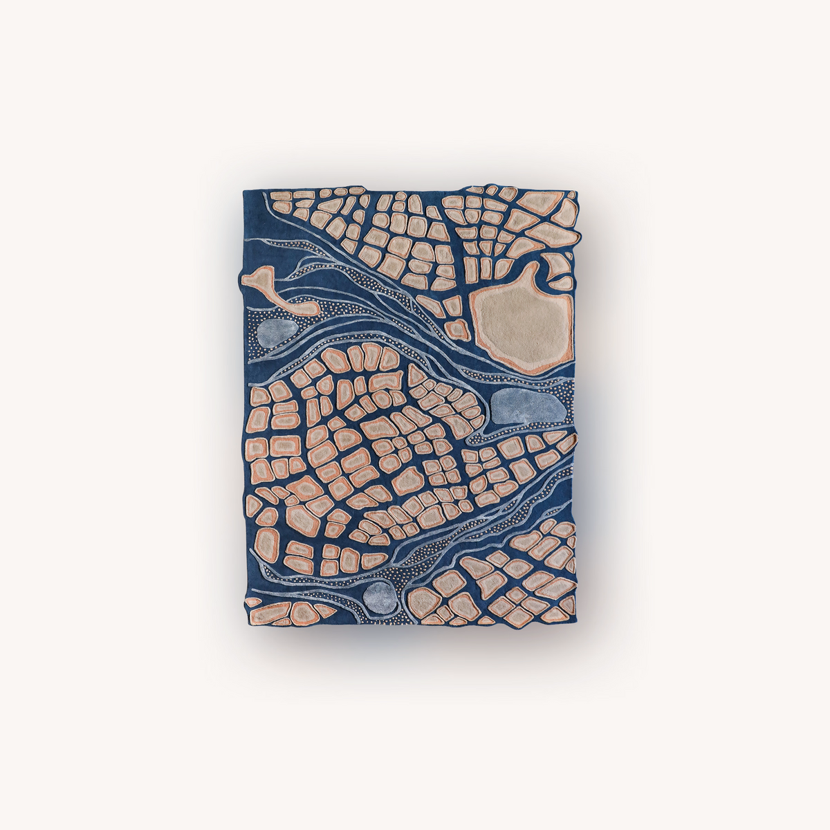 Blue abstract wool and Tencel rug inspired by city lights