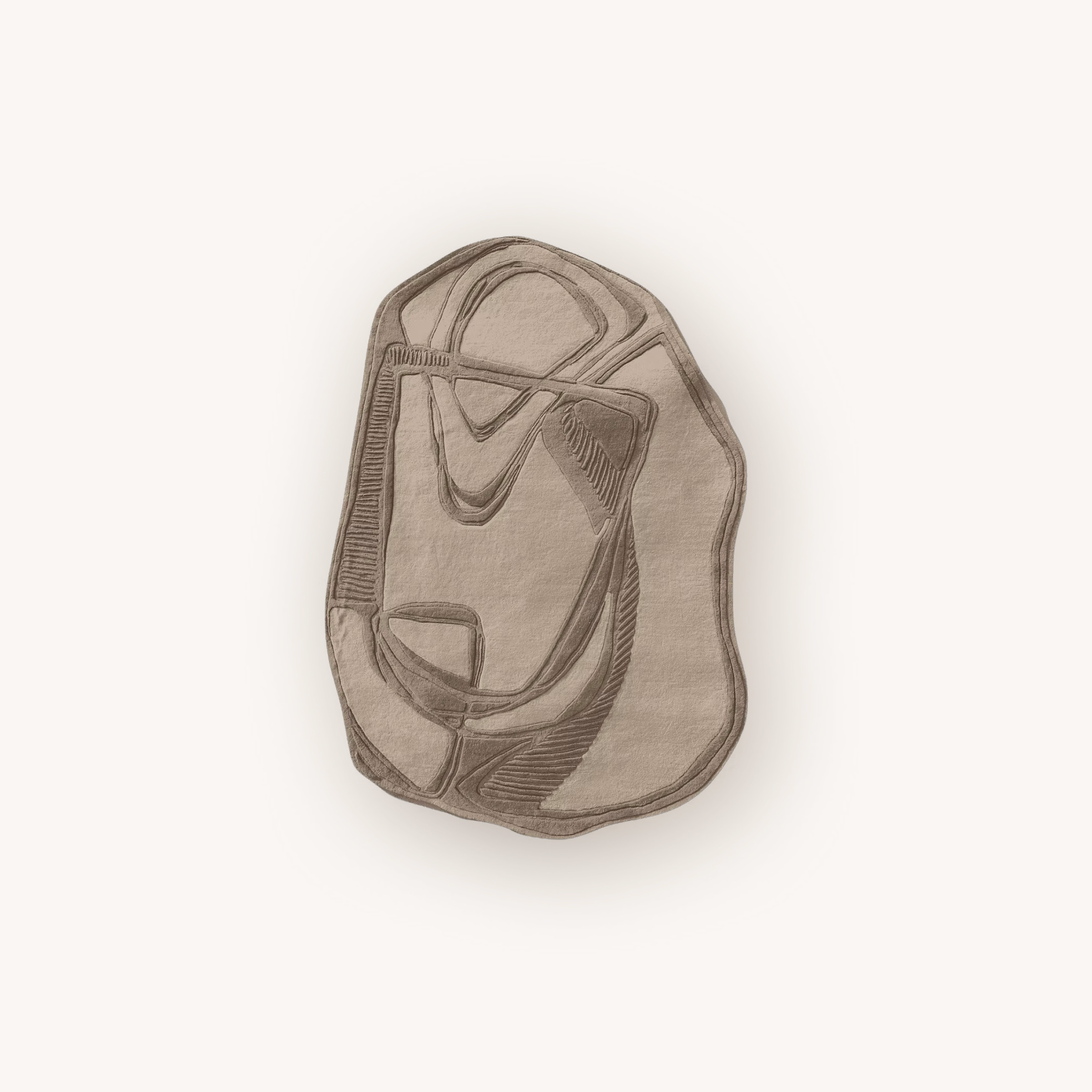 Cocoa Cloud brown handmade wool area rug with oval shape