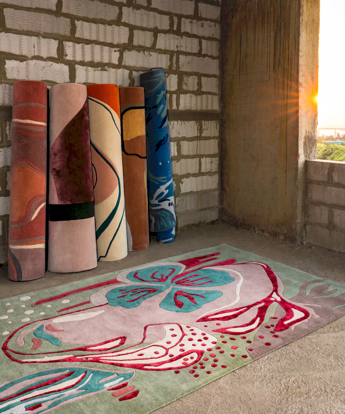 Modern hand tufted wool and tencel designer rug