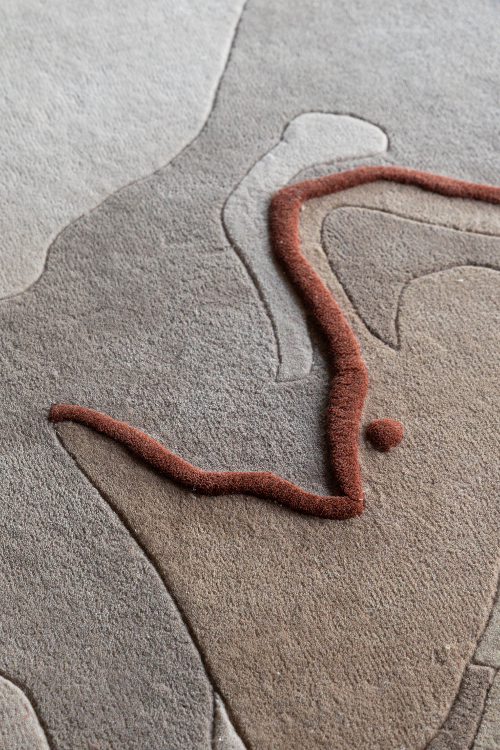 Contemporary designer wool rug with artistic organic shape pattern