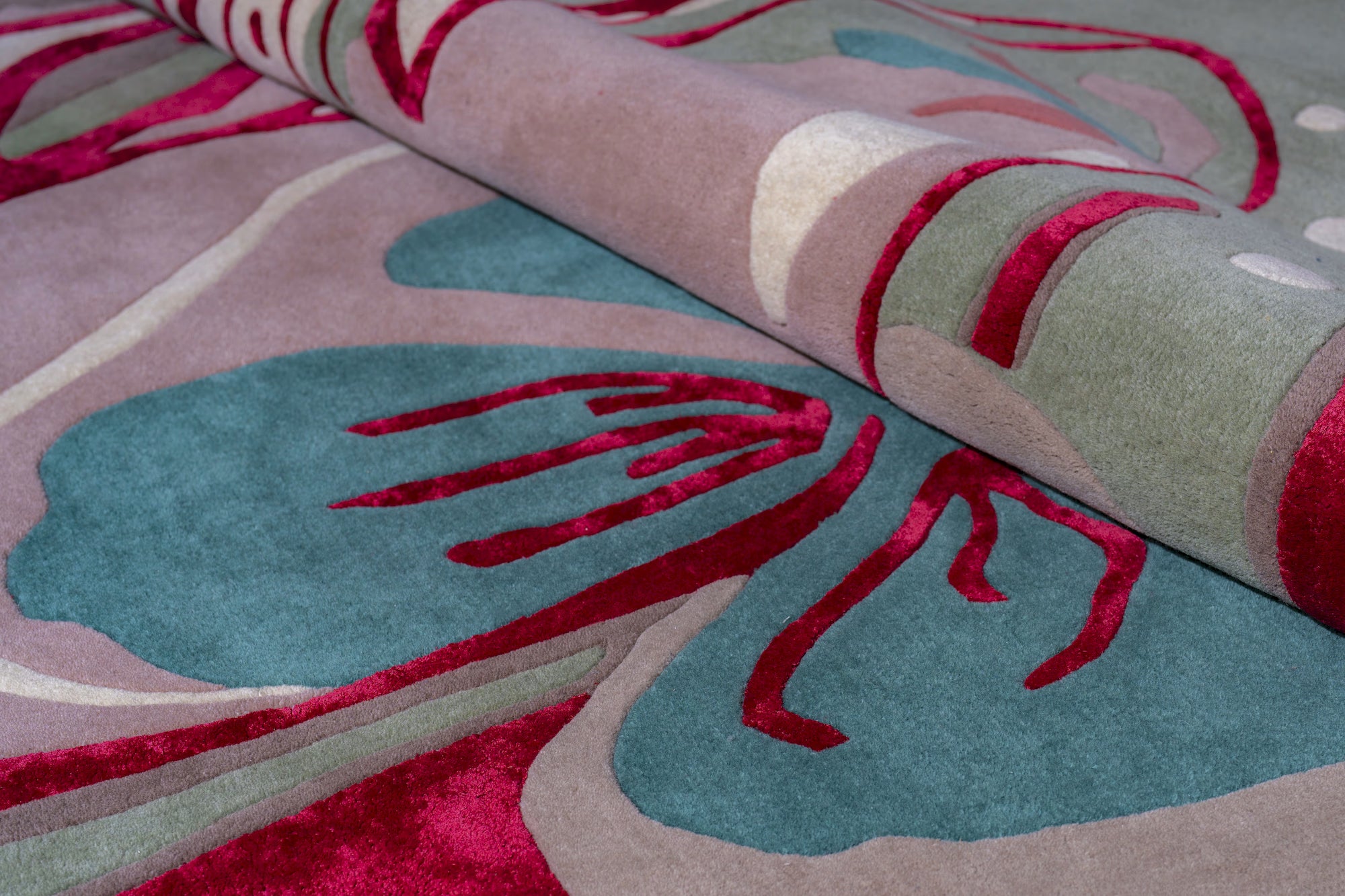 Contemporary pastel floral designer rug