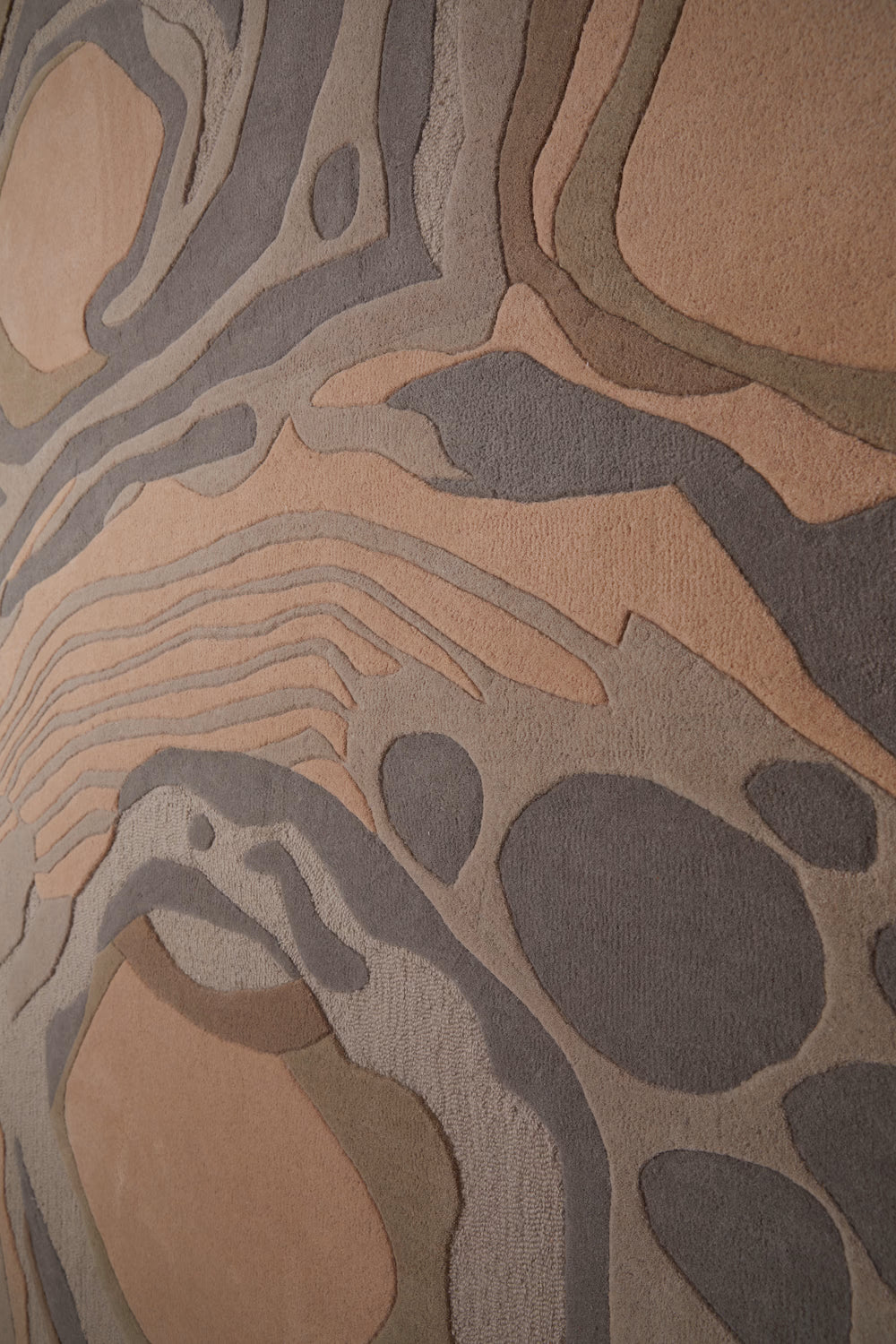 Modern brown abstract rug made from New Zealand wool