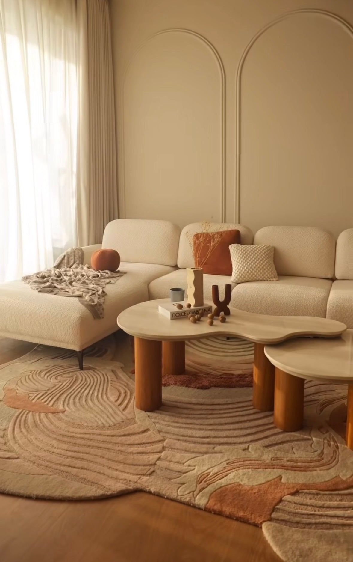 Luxury wool and tencel designer rug for modern living room