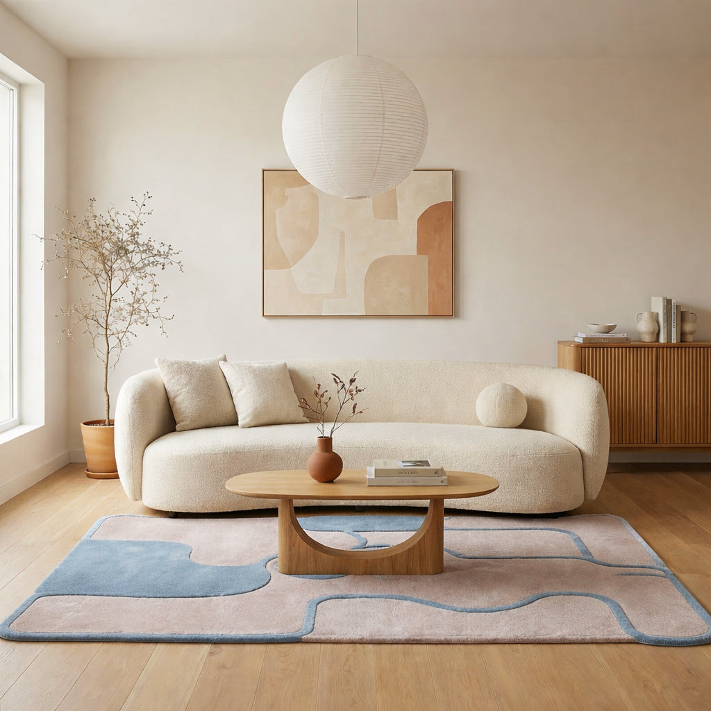 Designer abstract wool rug for modern living room