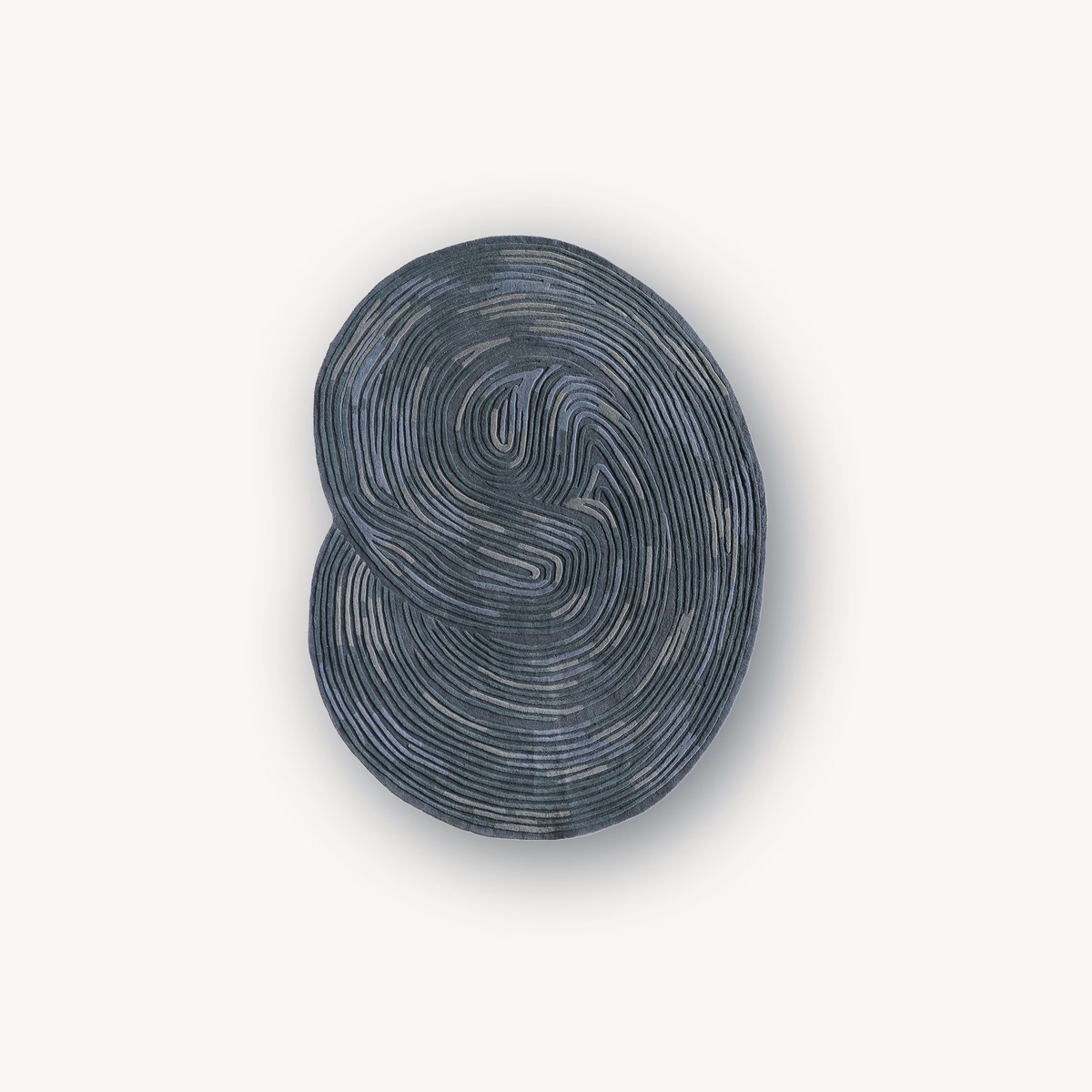 Maze handmade blue abstract wool rug with labyrinth pattern