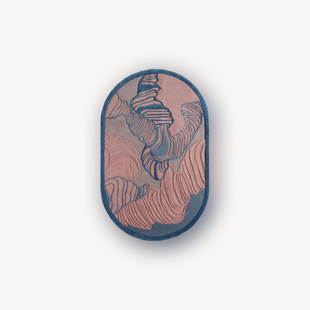 Mystic Ripple pink abstract handmade wool area rug