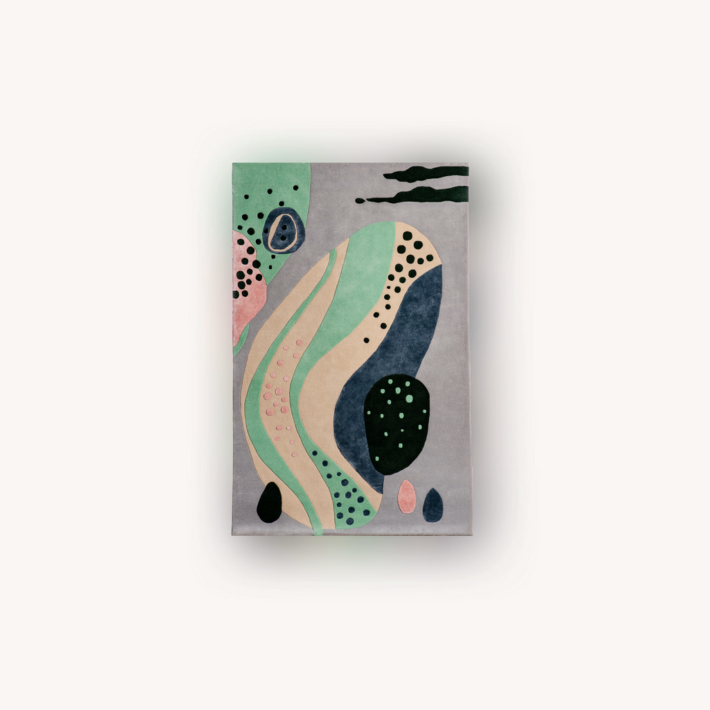 Pastel Deepwater handmade wool and Tencel rug with abstract ocean design