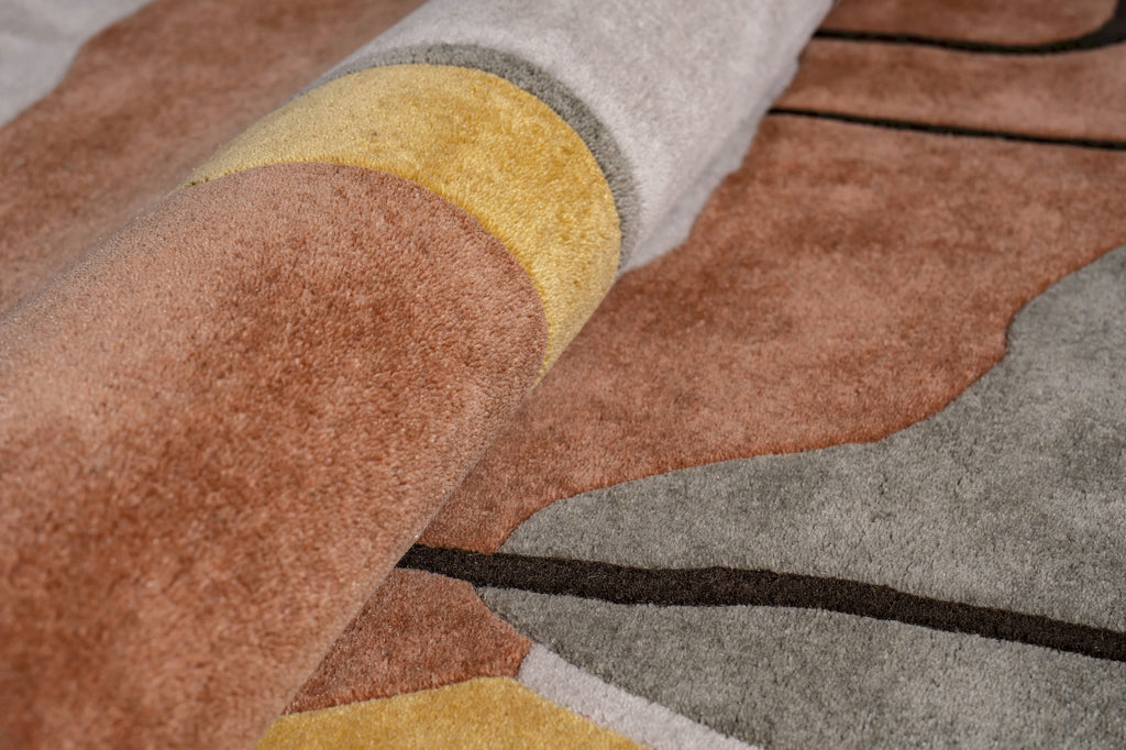 Contemporary abstract wool rug with linear pattern design