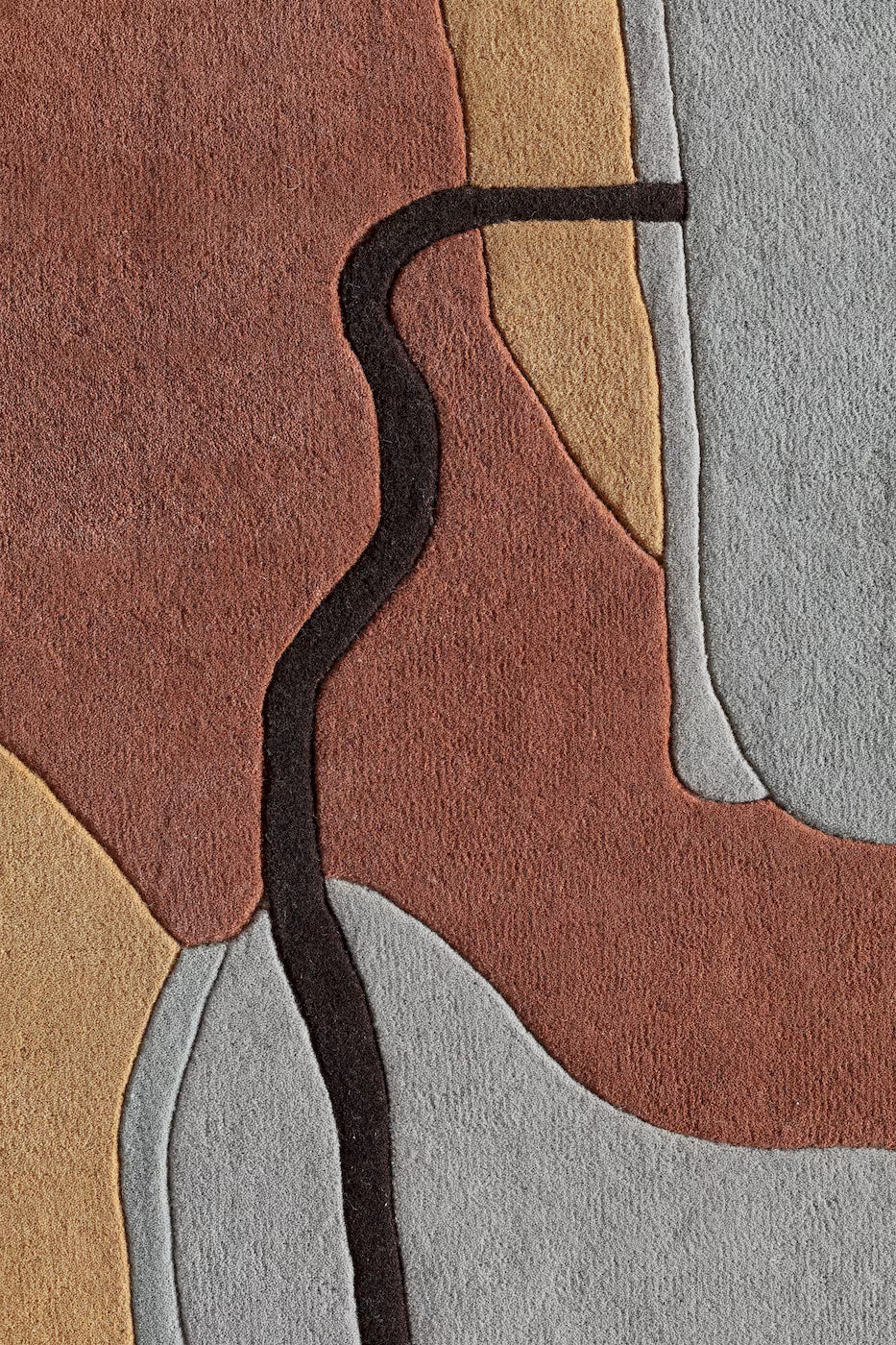 Neutral geometric wool area rug with modern design