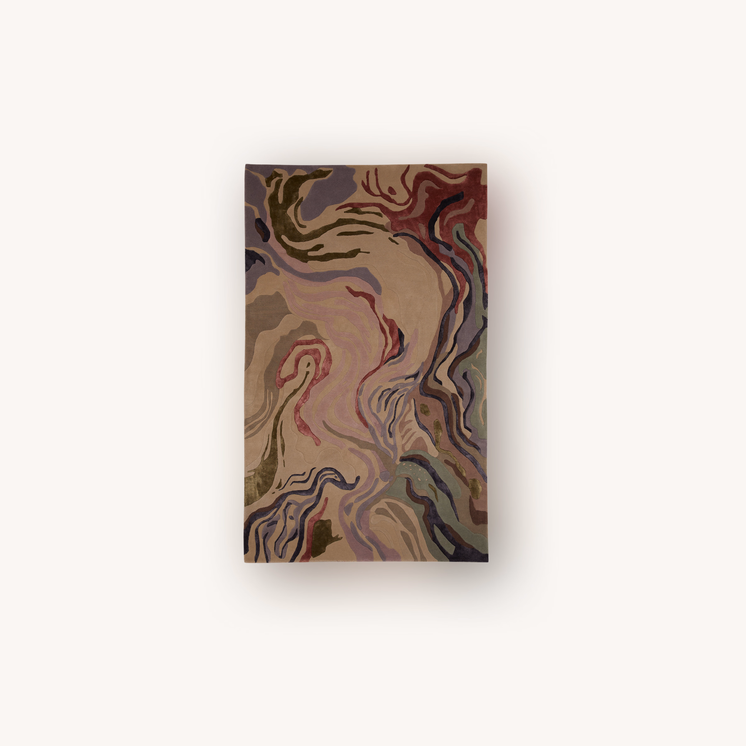 Prism handmade abstract wool and Tencel rug with colorful pattern