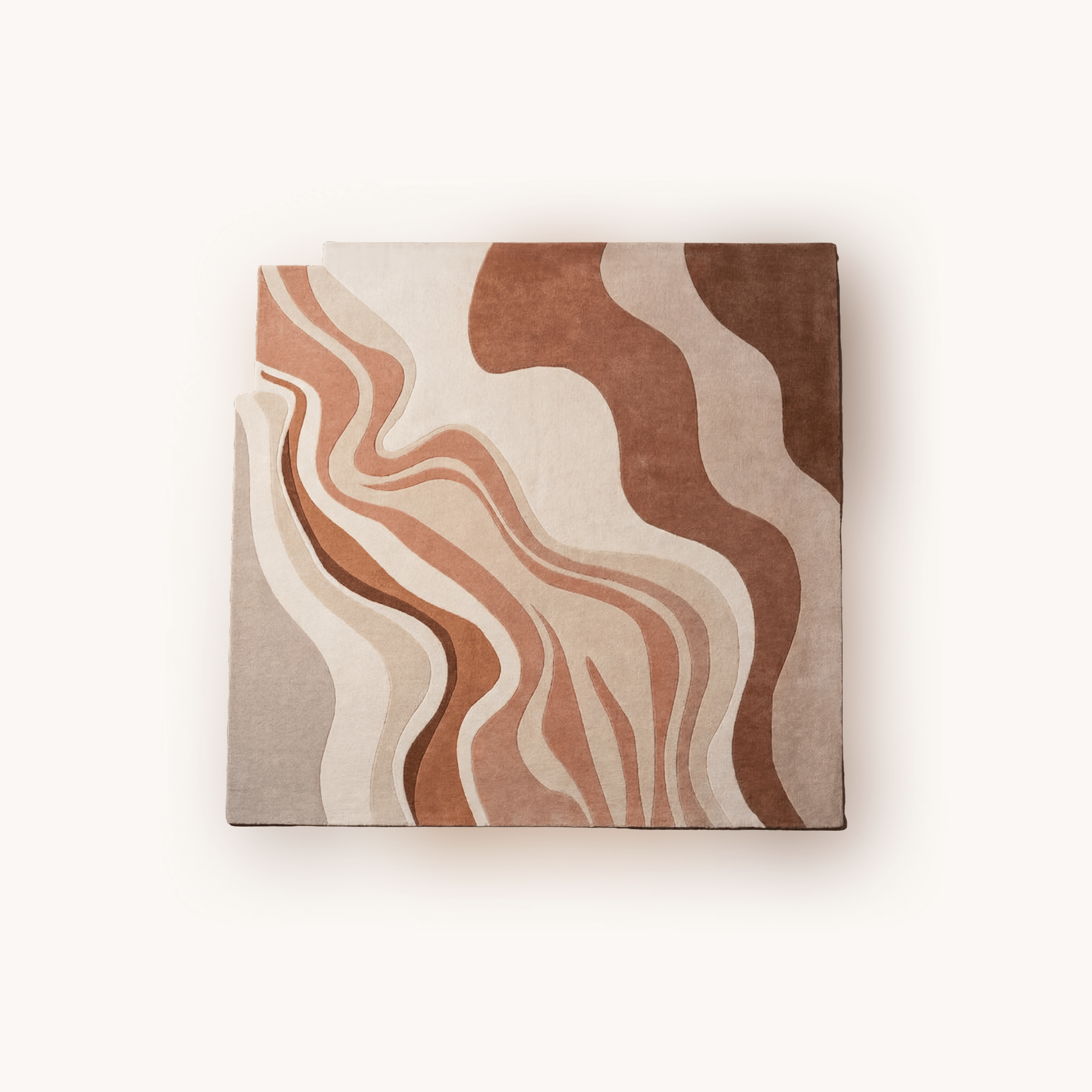 Puerto handmade New Zealand wool rug in rust abstract wave design 8x10 ft