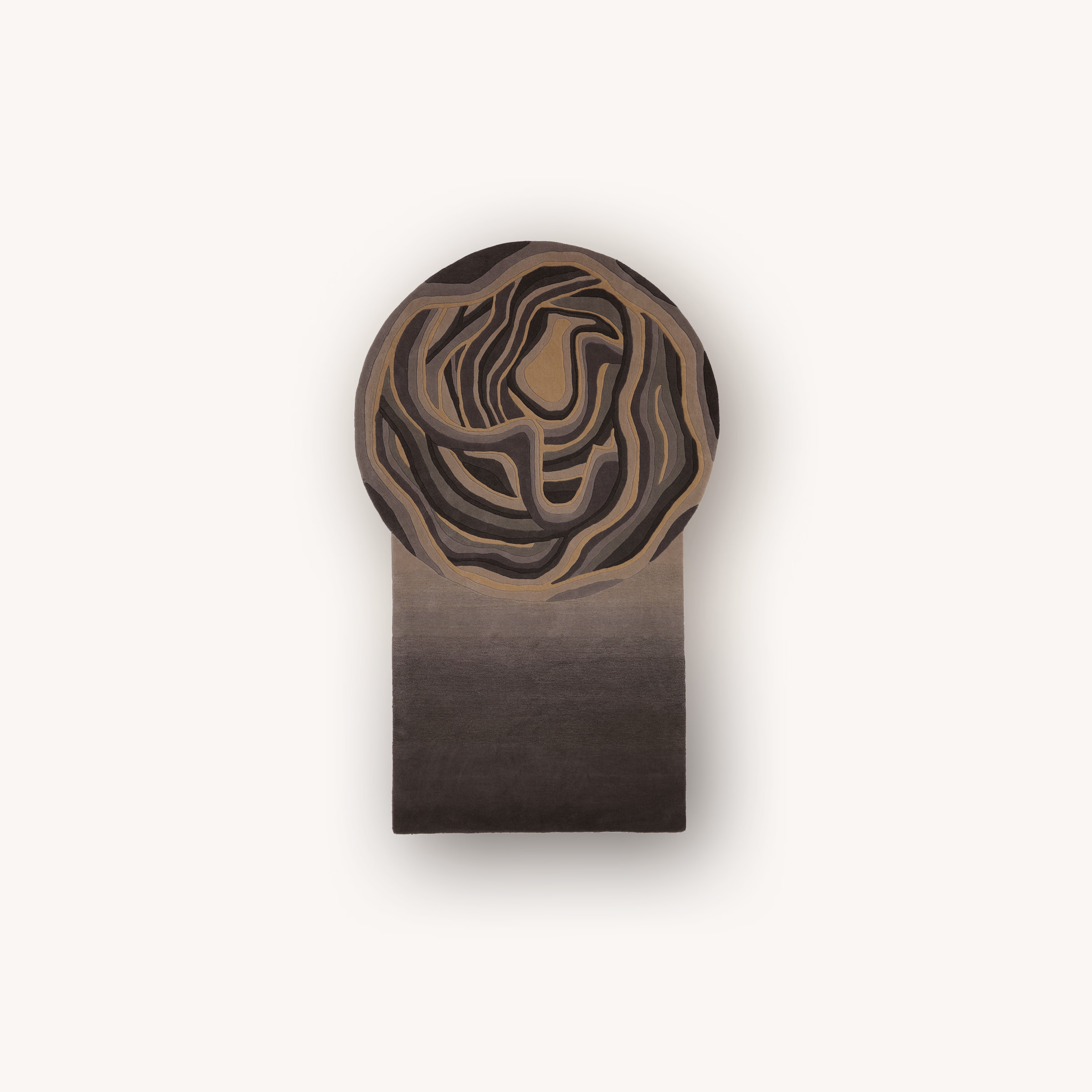 Swirl handmade abstract wool rug with layered swirl pattern