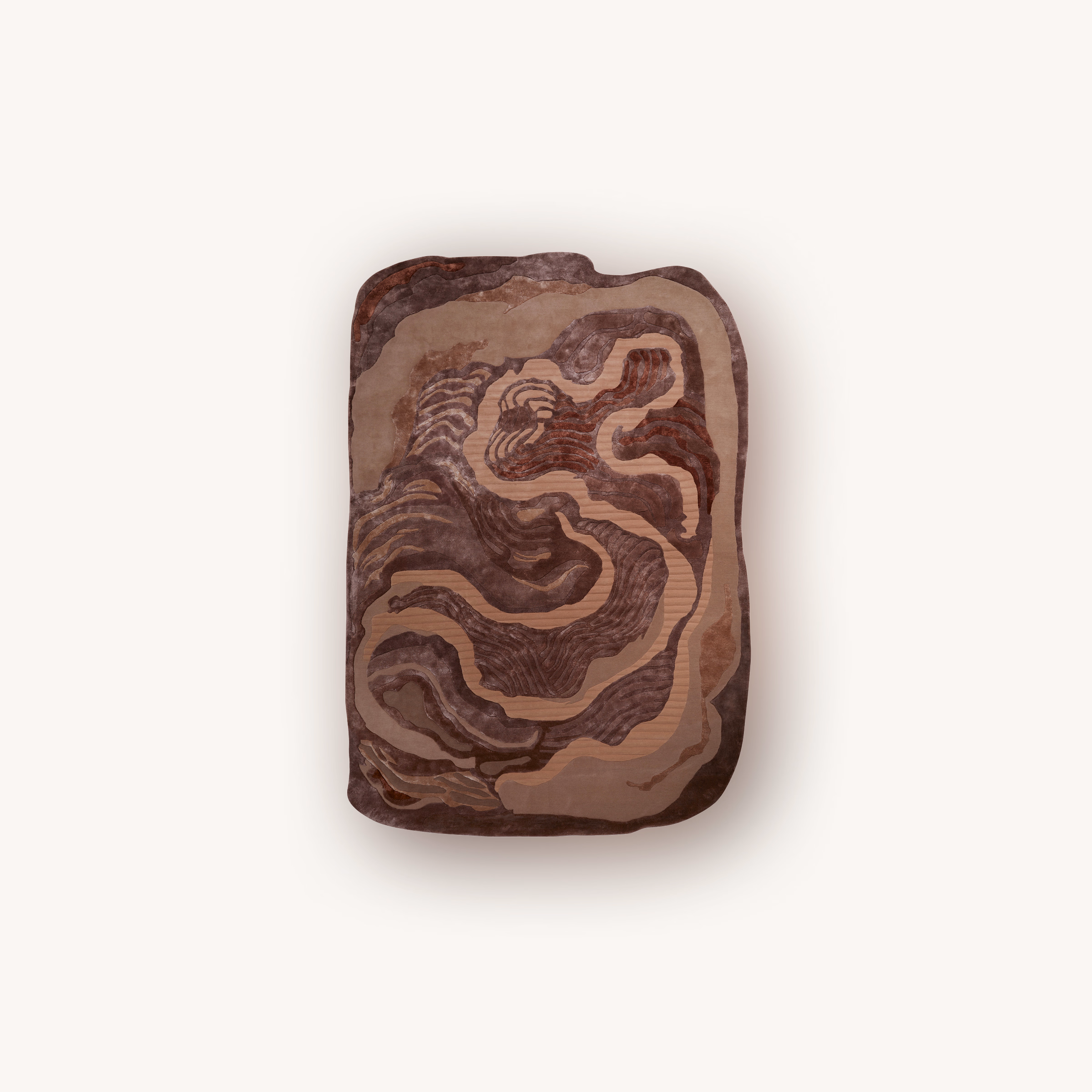 Cinnamon Tuft brown abstract handmade wool and tencel area rug