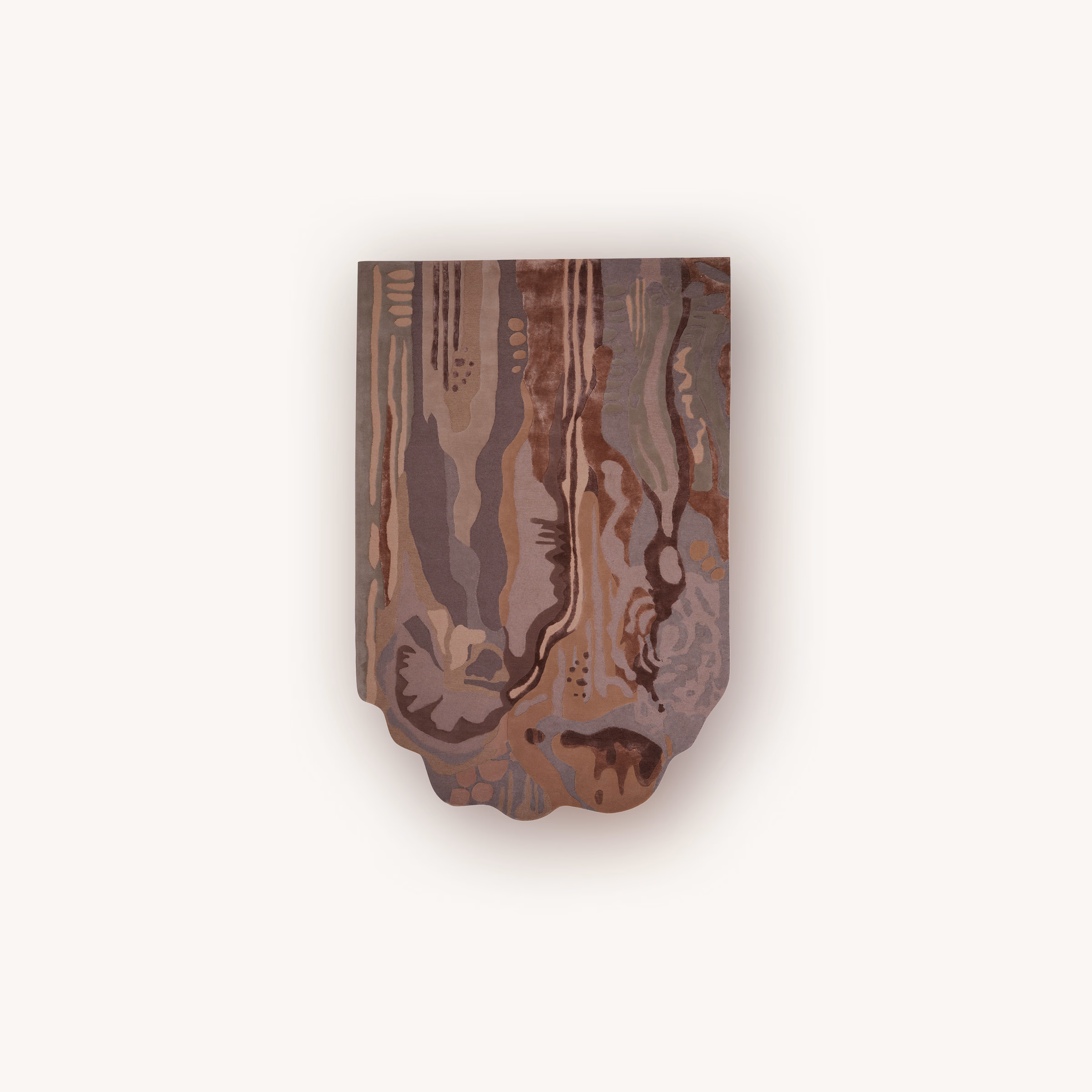 Peony handmade abstract rug in wool and Tencel with blush tones