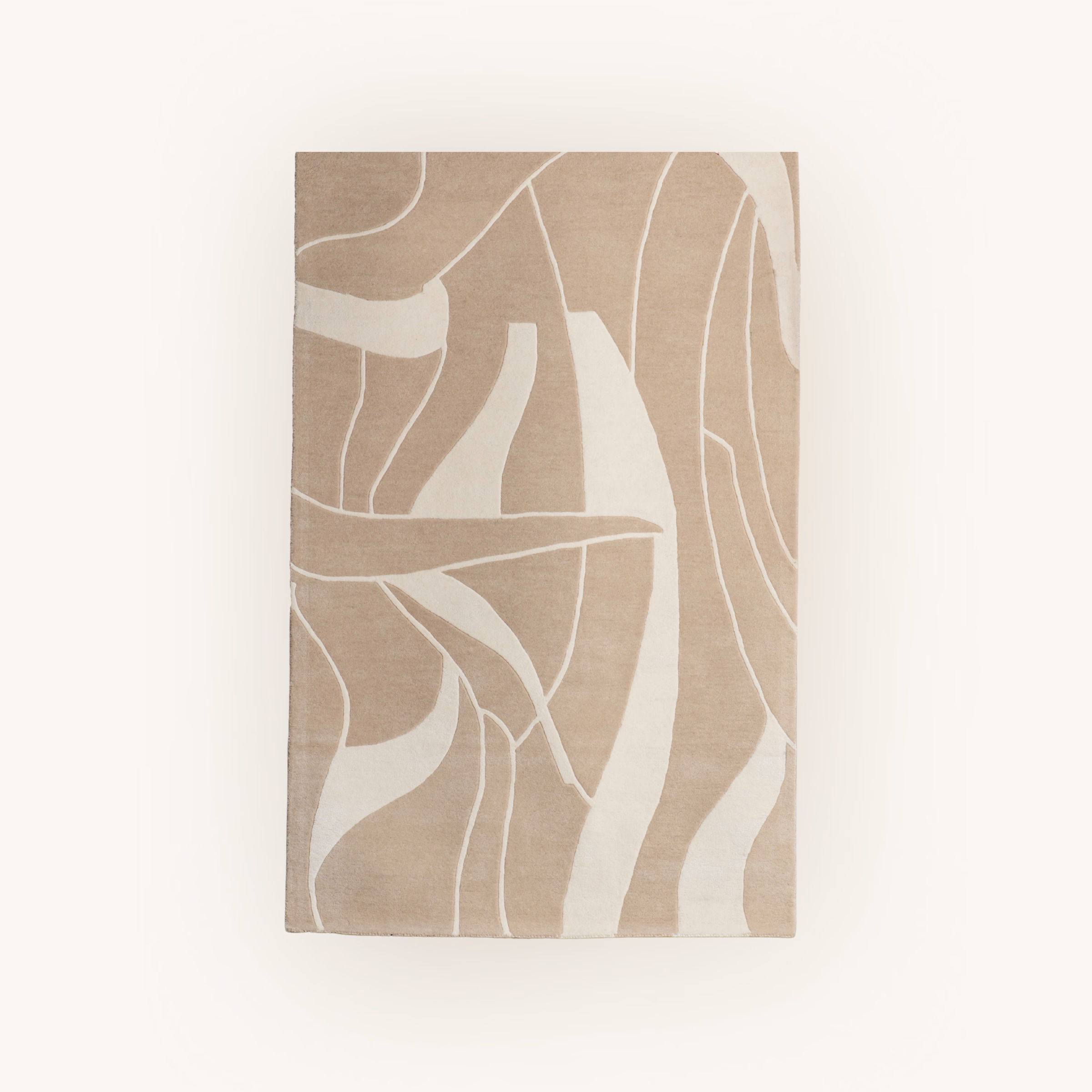 Oyster Garden neutral handmade wool area rug with organic pattern