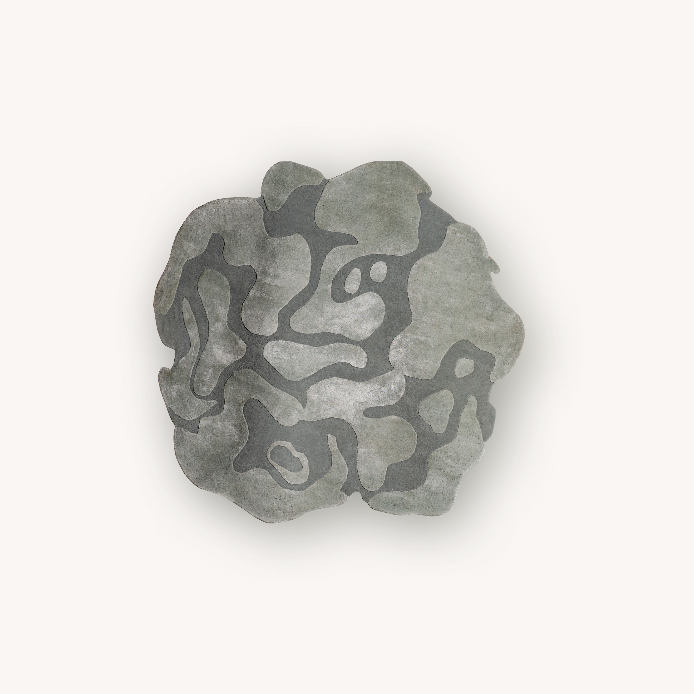 Seed Pod shaped wool and tencel handmade area rug