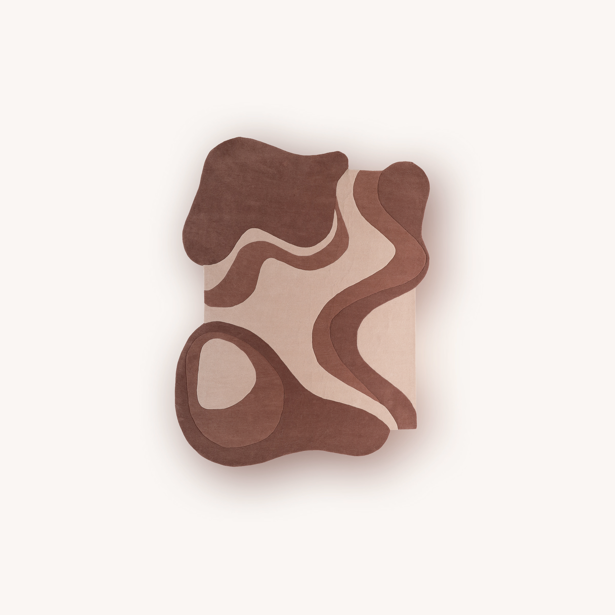 Flow handmade abstract wool rug in earthy brown tones