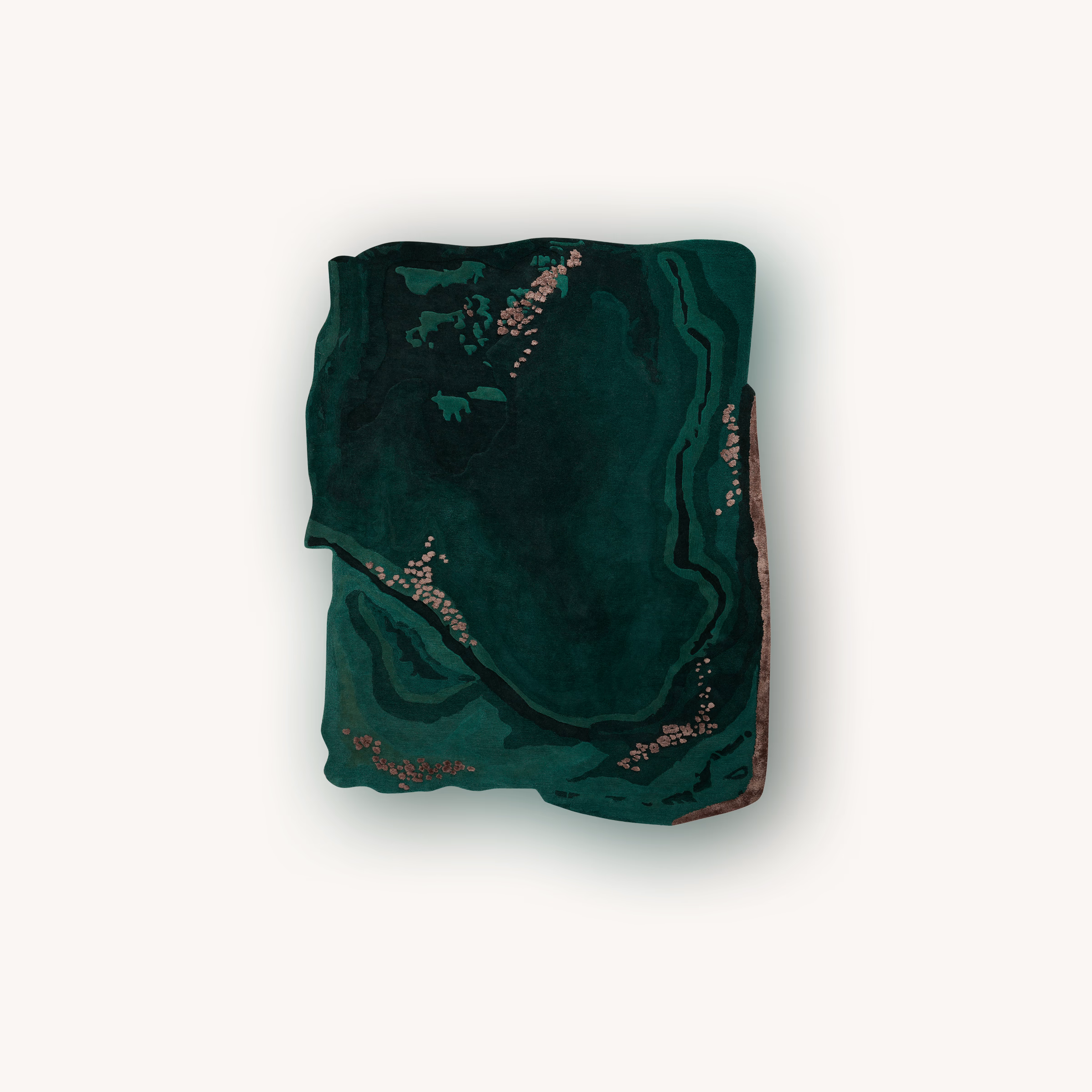 Modern emerald green abstract rug made from New Zealand wool