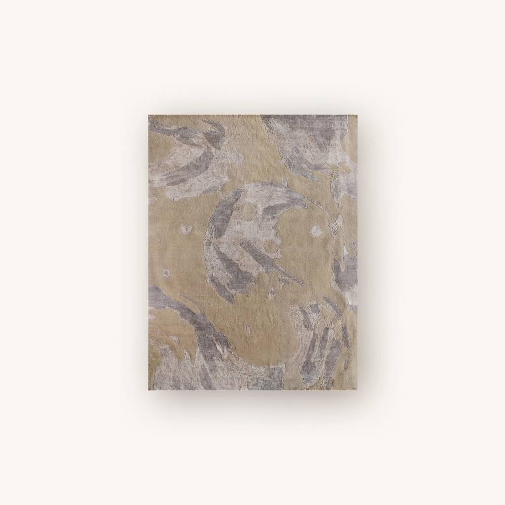 Lunar Drift handmade wool and silk rug with abstract texture