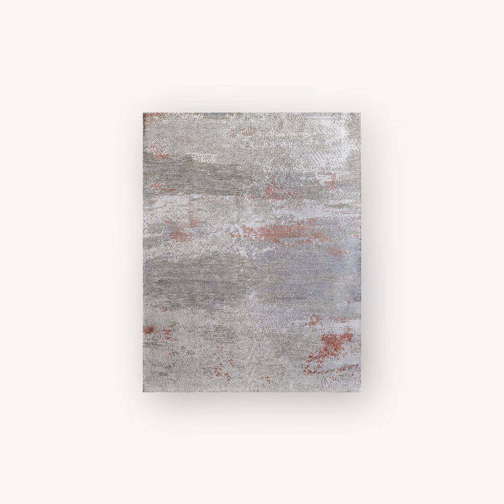 Twilight Rust hand knotted wool and tencel abstract area rug