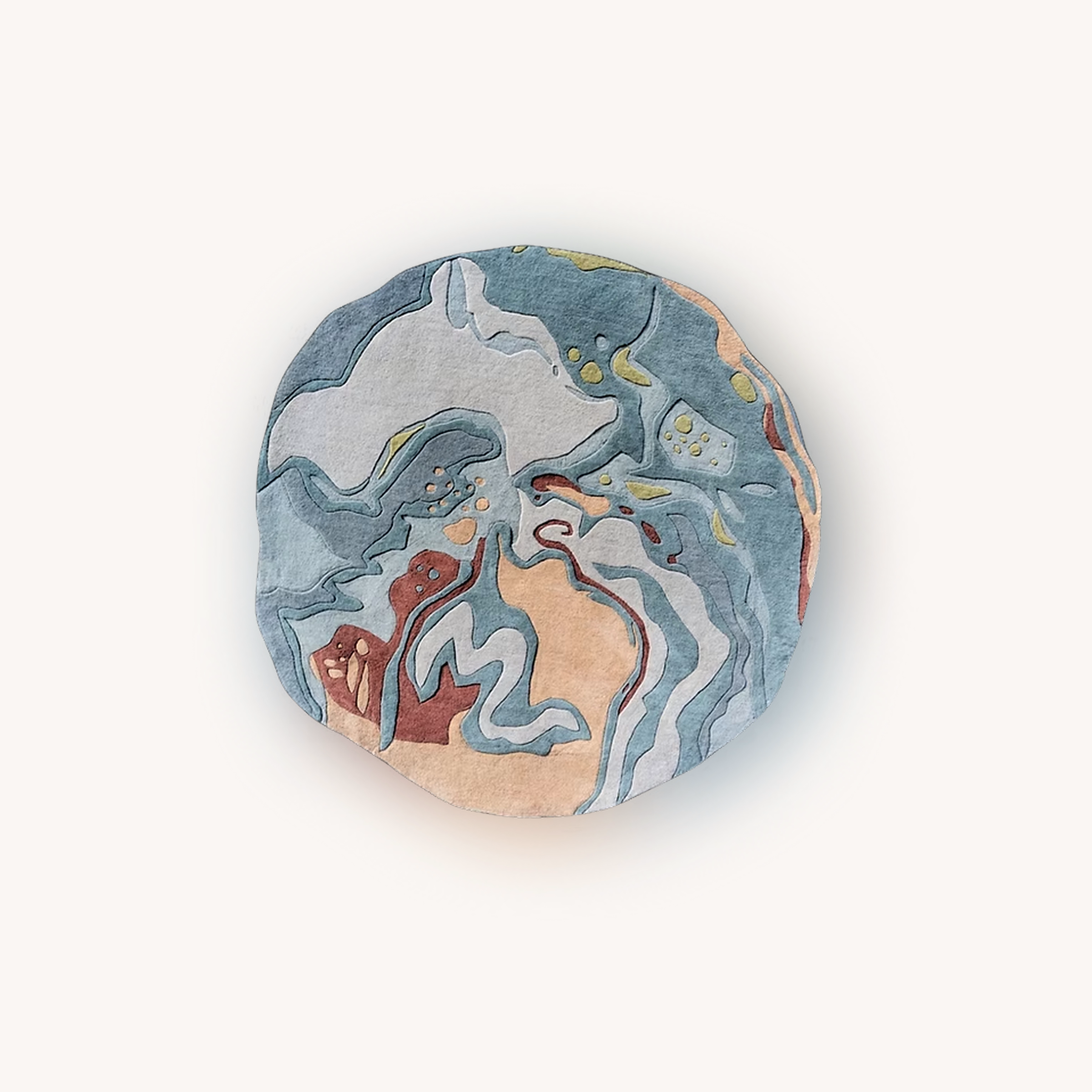 Gaia handmade round abstract wool rug with earth inspired design