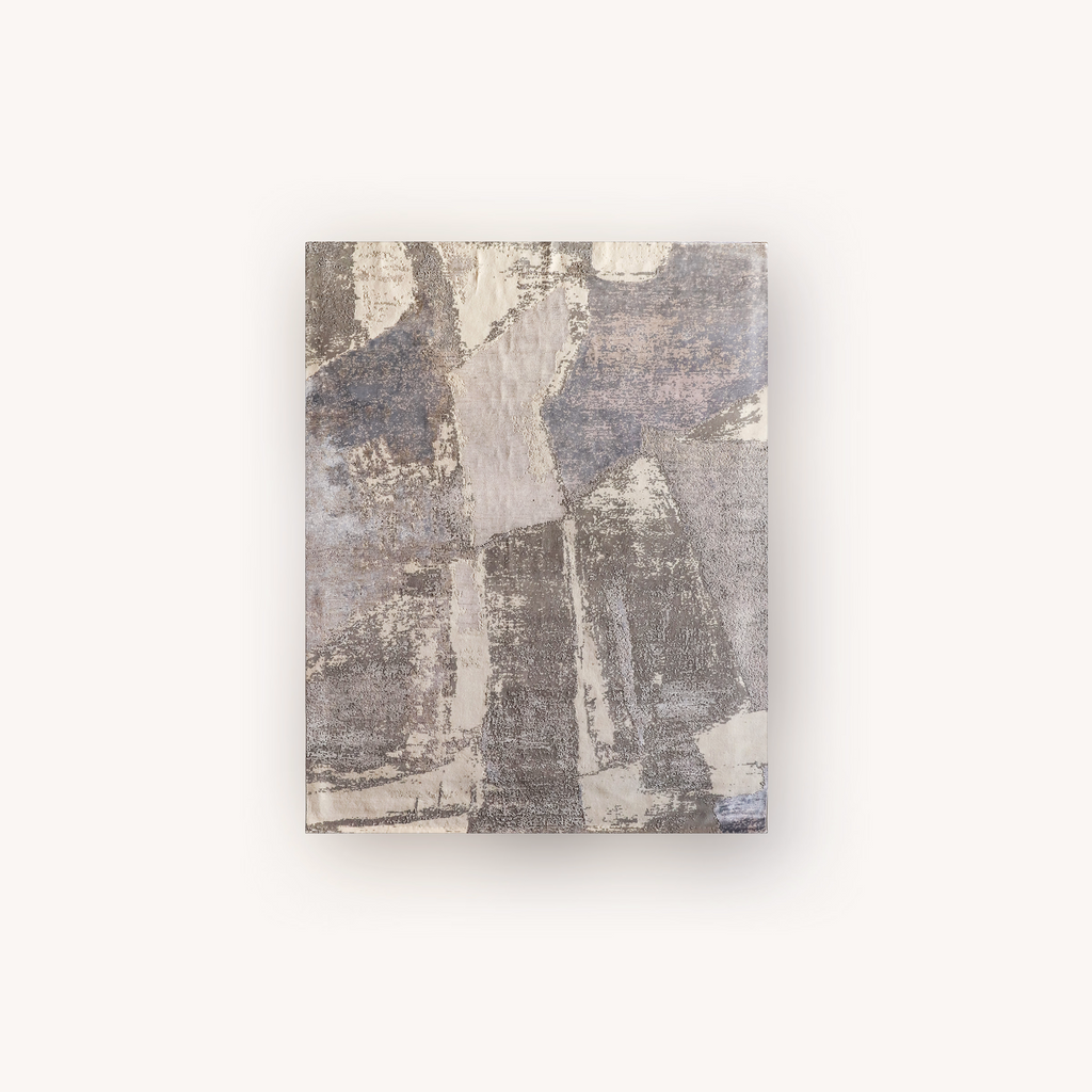 Gilded Ashes hand knotted wool and tencel abstract area rug