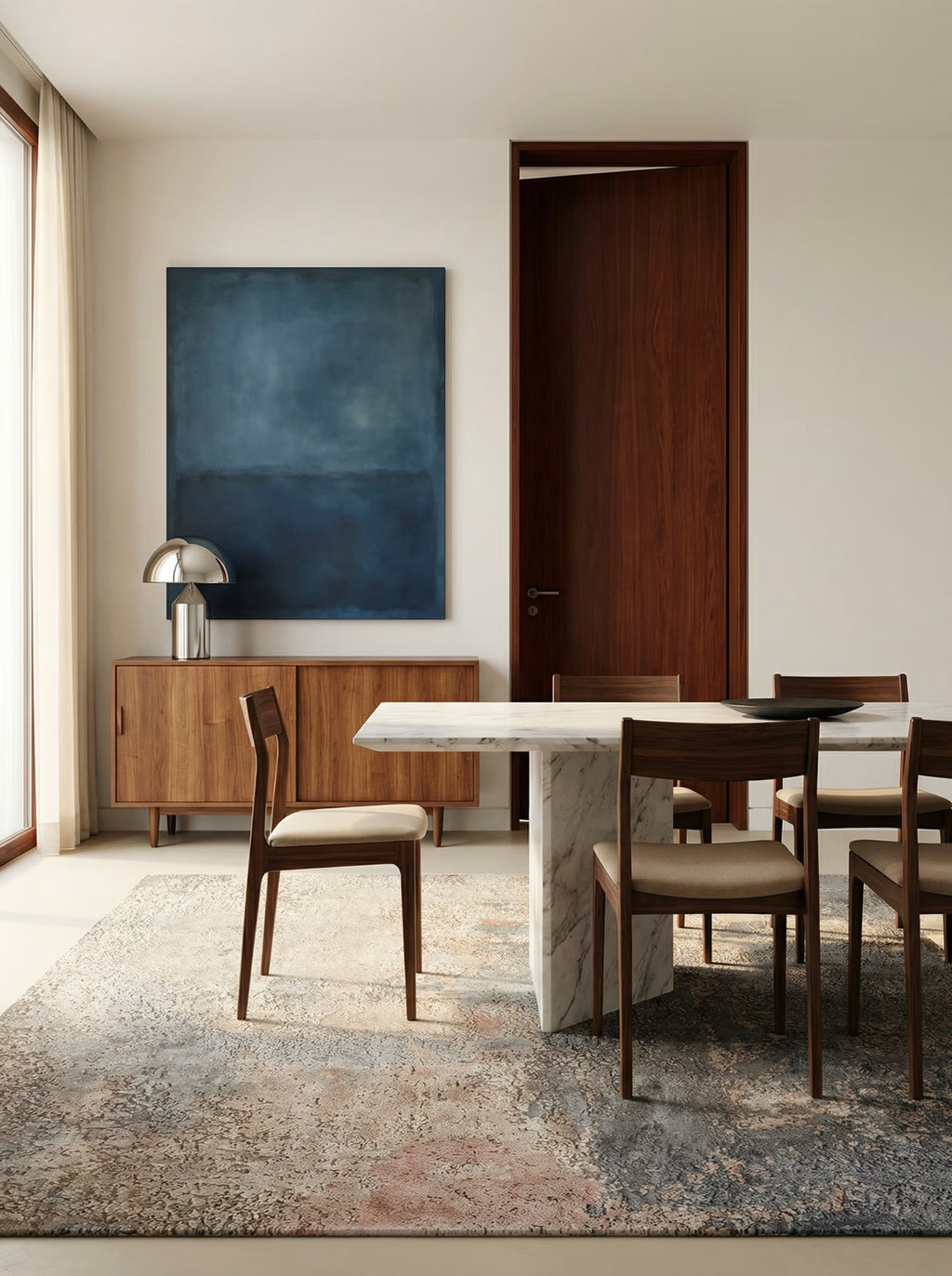 Contemporary handmade wool and silk rug for modern living room