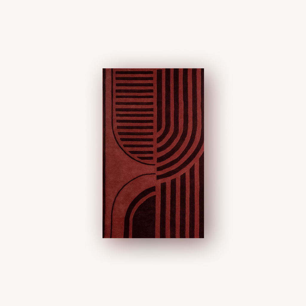 Scarlet Sage handmade red geometric wool rug