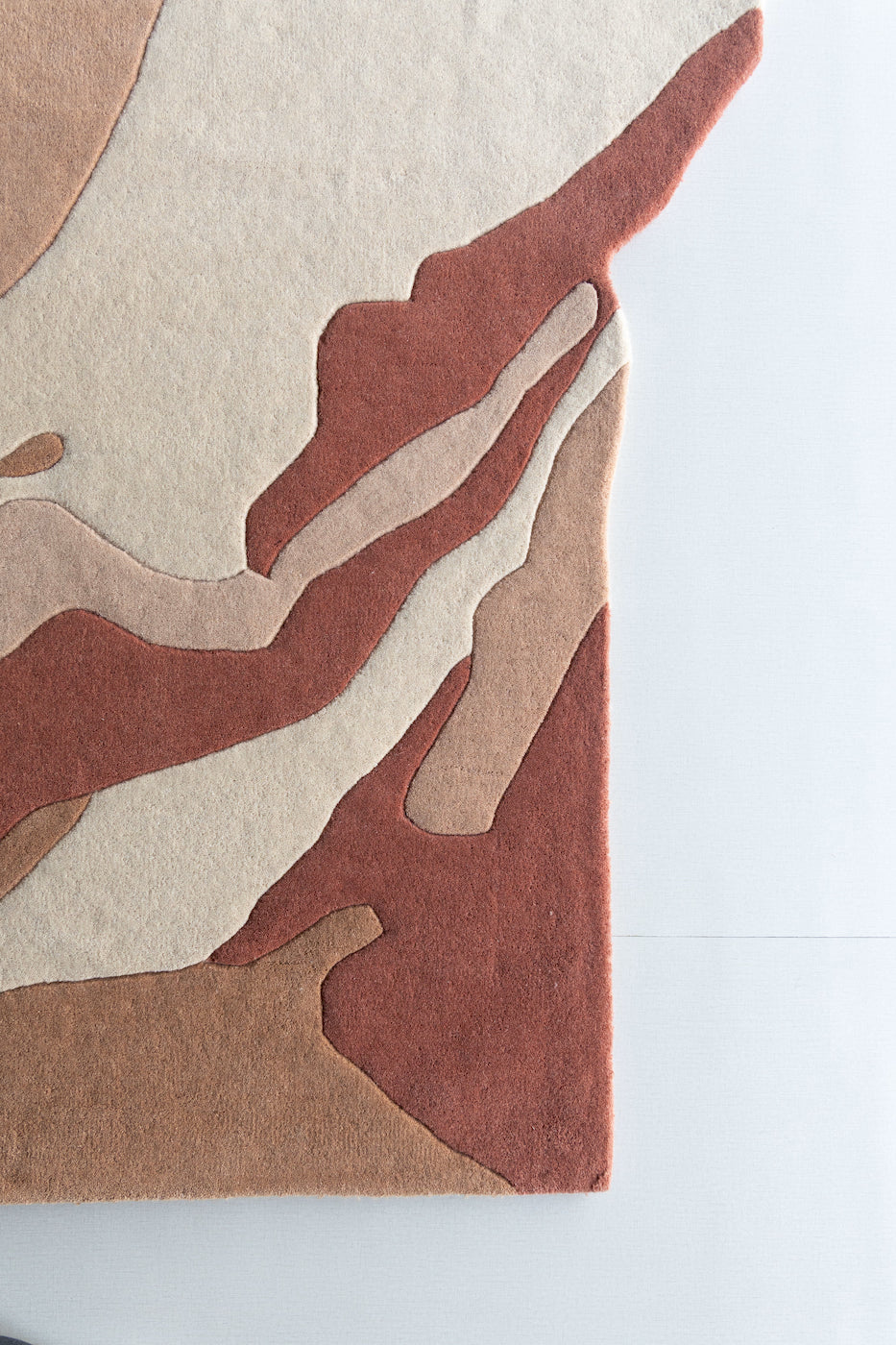 Contemporary shaped wool rug made from New Zealand wool