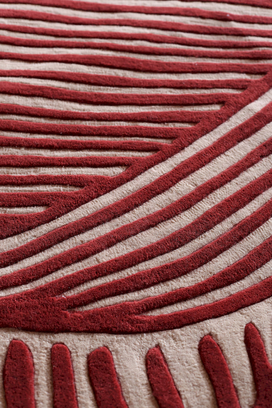 Contemporary handmade New Zealand wool rug with abstract lines