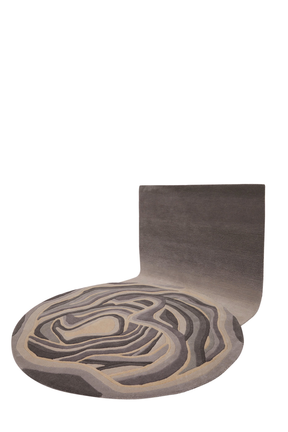Designer handmade wool rug with organic swirl design