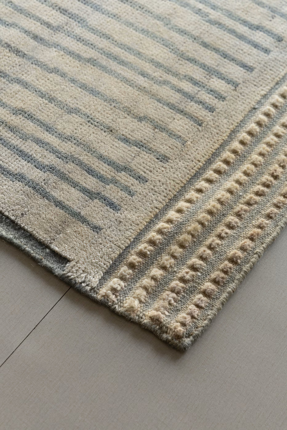 hand knotted neutral wool rug for modern living room