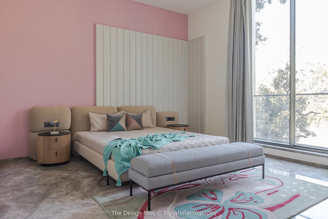 Contemporary botanical wool rug Garden of Dreams close-up texture detail