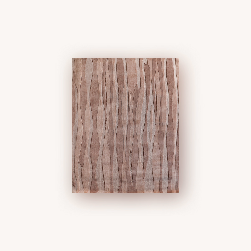 Handmade New Zealand wool rug with cut and loop texture