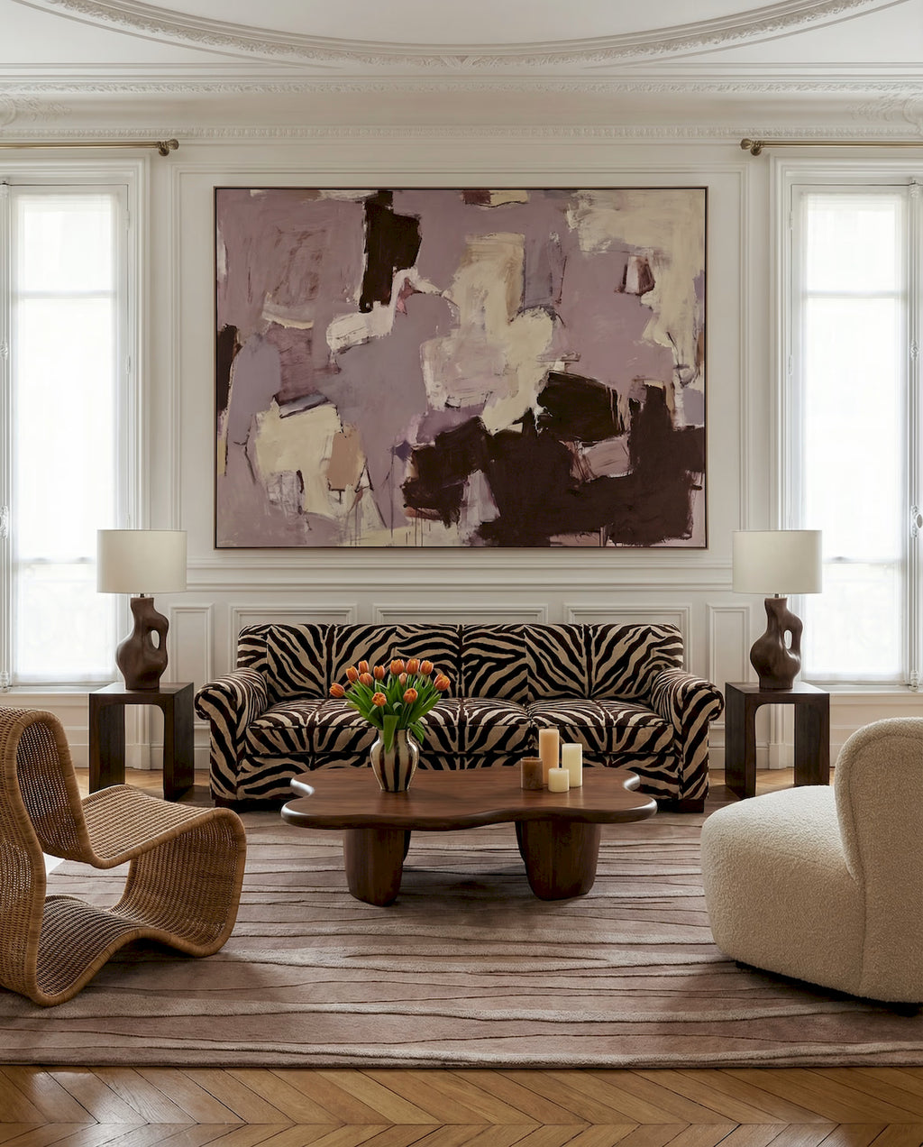 Contemporary earthy tone rug for modern living room