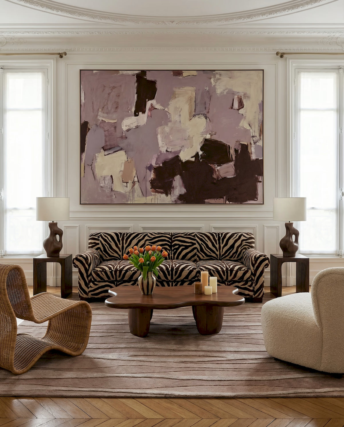 Contemporary earthy tone rug for modern living room