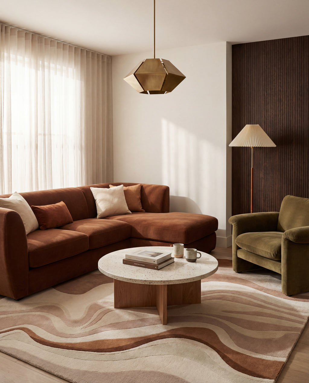 Contemporary modern wool rug Puerto design for living room decor