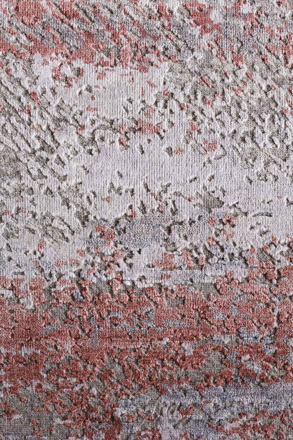 Contemporary grey abstract rug with rust accents